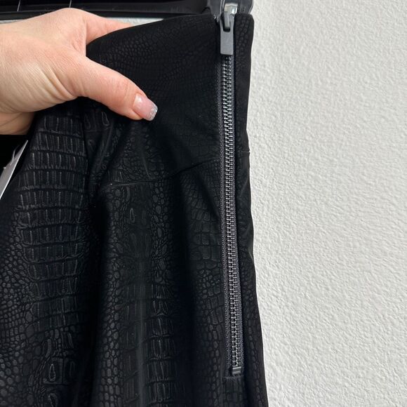 NWT Good American Black Croc Executive Pants Size 2 Flare Leg Slit Zipper XS - Picture 6 of 9